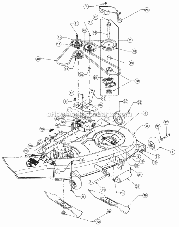 38-Inch Cutting Deck Diagram and Parts List for 1515 13A-201F100 Cub Cadet Lawn Tractor